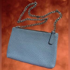 Vittoria Napoli blue genuine pebbled leather purse/wristlet/crossbody bag
